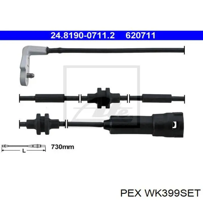 WK399SET PEX датчик зносу гальмівних колодок, передній