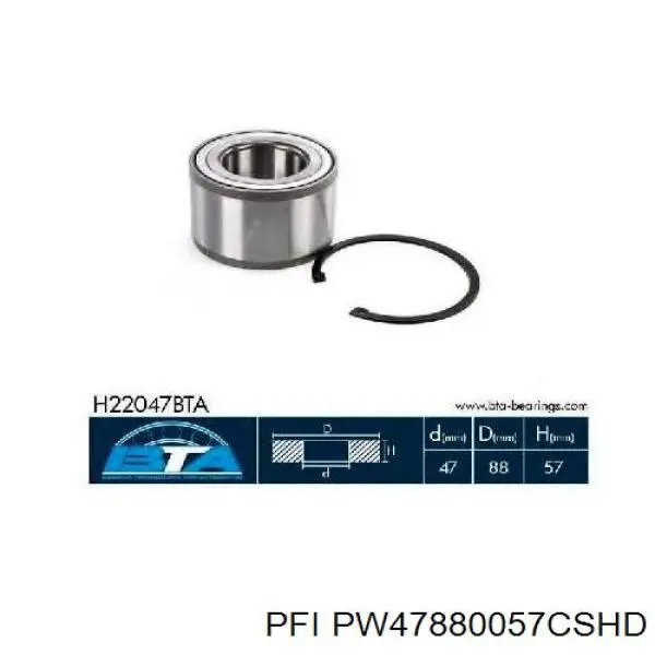 Підшипник маточини задньої PFI PW47880057CSHD ціна, від 39.51 USD