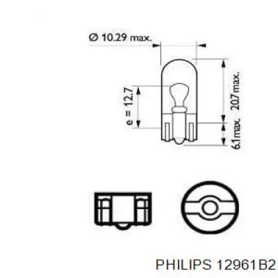 Лампочка плафону освітлення салону/кабіни 12961B2 Philips