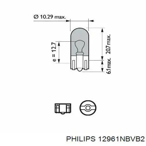 Лампочка плафону освітлення салону/кабіни 12961NBVB2 Philips