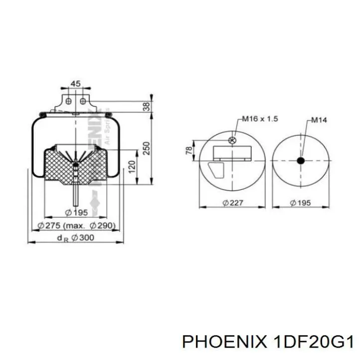 1DF20G1 Phoenix пневмоподушка/пневморессора моста переднього