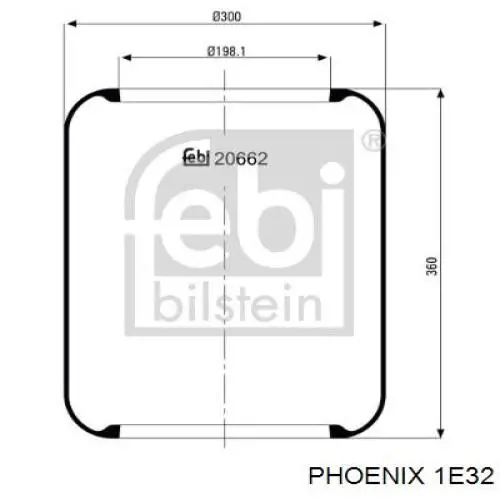 Пневмоподушка/Пневморессора моста Phoenix 1E32 ціна, від 38.82 USD