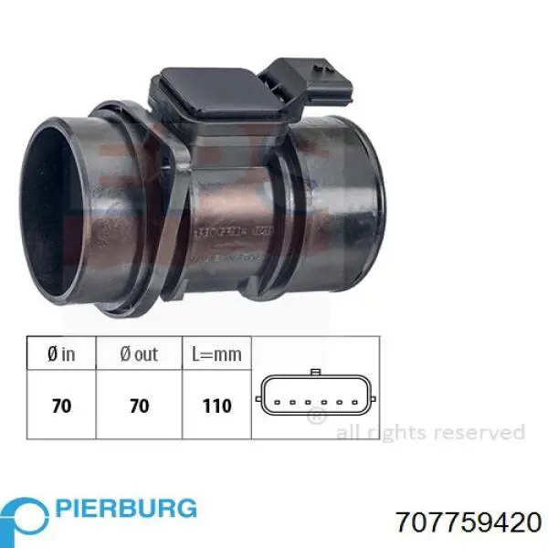 Датчик масової витрати повітря Pierburg 707759420 ціна, від 98.22 USD