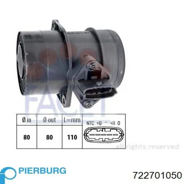 Датчик масової витрати повітря Pierburg 722701050 ціна, від 68.95 USD