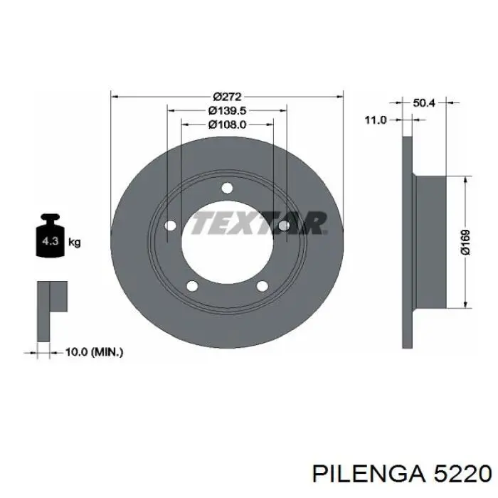 5220 Pilenga диск гальмівний передній