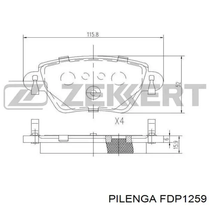 Колодки гальмові задні, дискові FDP1259 Pilenga