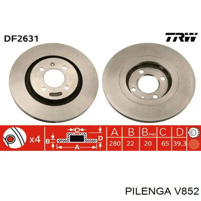 Диск гальмівний передній V852 Pilenga