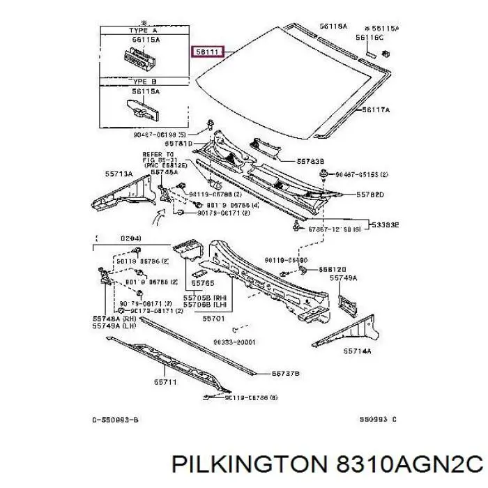 AB26539A Pilkington скло лобове