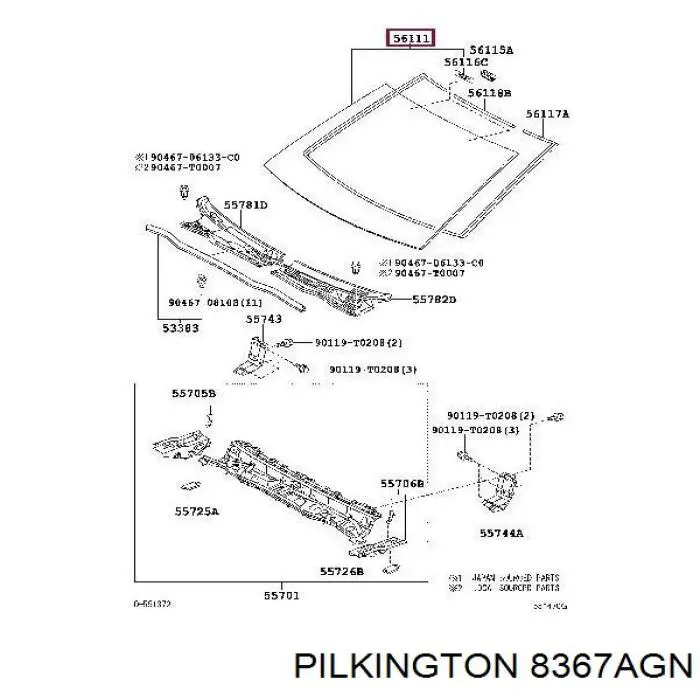 Автоскло Toyota 561010K050 ціна, від  USD