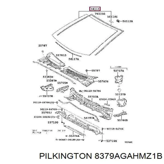 Скло лобове 8379AGAHMZ1B Pilkington