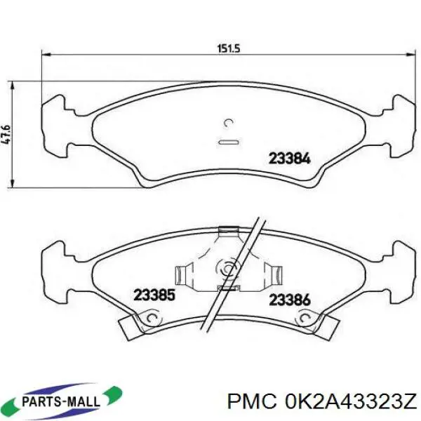 Передні тормозні колодки 0K2A43323Z Parts-Mall