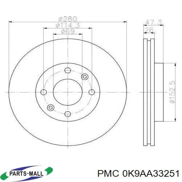 Гальмівні диски передні S0K9AA33251C Hyundai/Kia