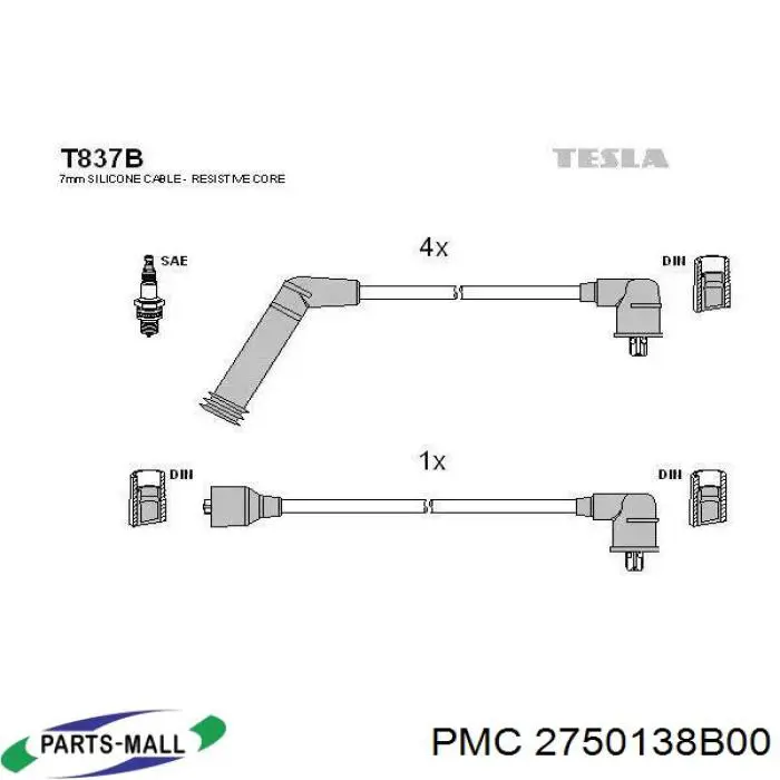 Купити 2750138B00 Parts-Mall Провід високовольтні, комплект