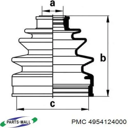 Пильник ШРУСа зовнішній, передній піввісі 4954124000 Parts-Mall