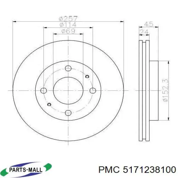 Купити 5171238100 Parts-Mall Ротор гальмівний