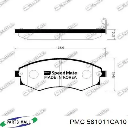 Купити 581011CA10 Parts-Mall Колодки гальмівні передні, дискові