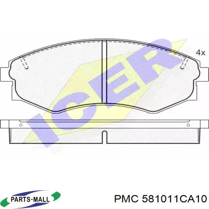 581011CA10 Parts-Mall Передні гальмівні колодки