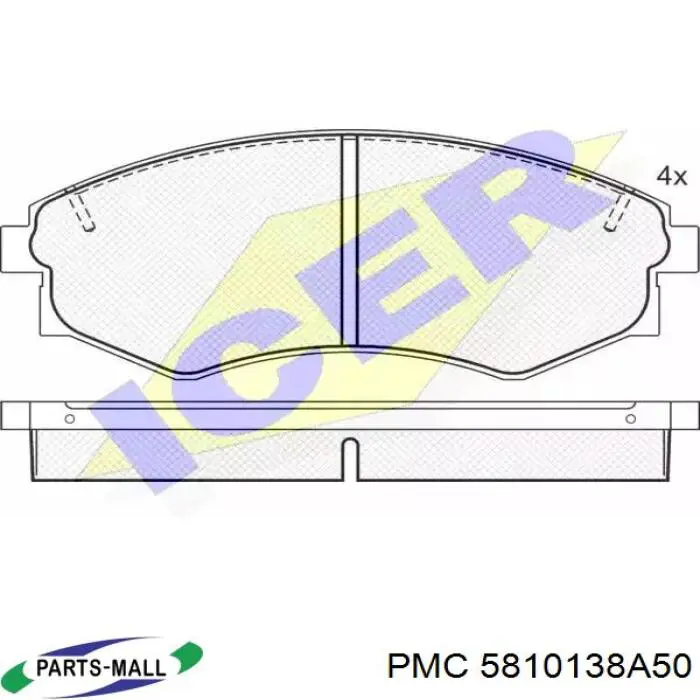 Передні тормозні колодки 5810138A50 Parts-Mall