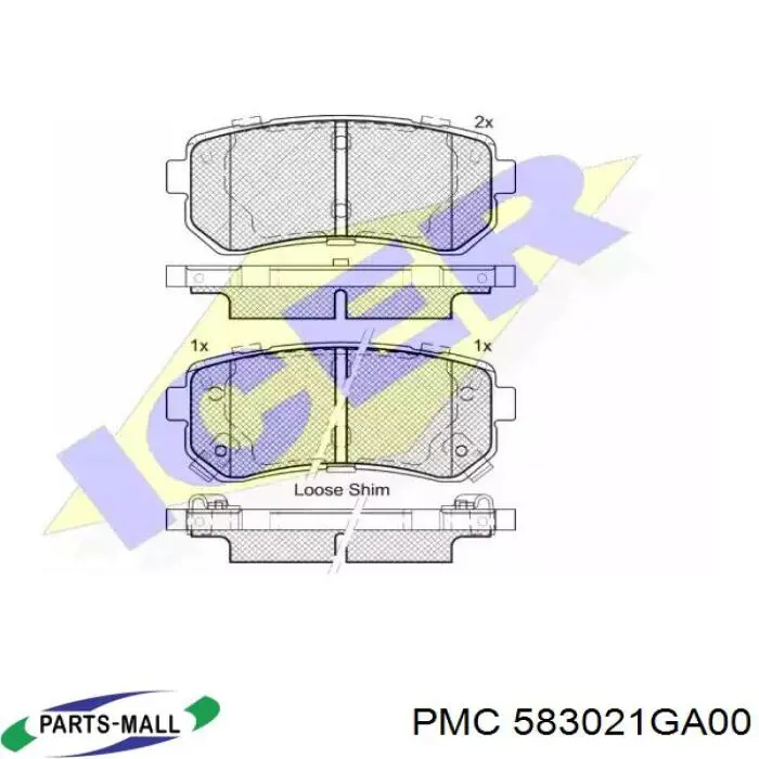 583021GA00 Parts-Mall Колодки гальмівні задні, дискові
