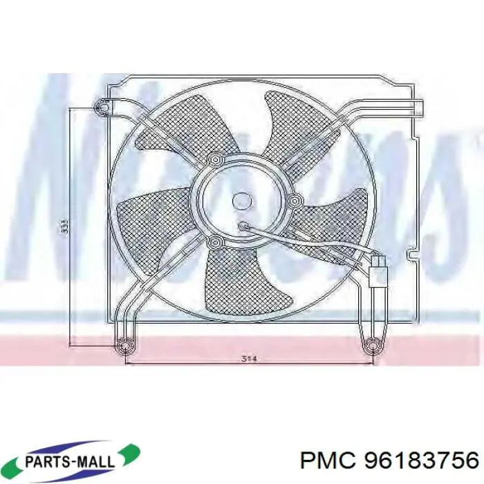 PXNAC005 Parts-Mall дифузор радіатора охолодження, в зборі з двигуном і крильчаткою