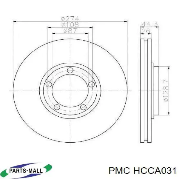 HCCA031 Parts-Mall диск гальмівний передній
