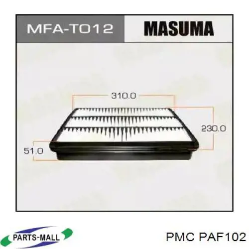 PAF102 Parts-Mall Повітряний фільтр двигуна