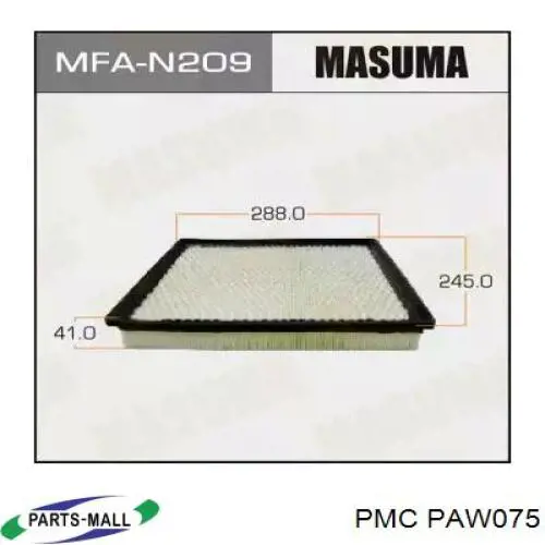 PAW075 Parts-Mall Повітряний фільтр двигуна