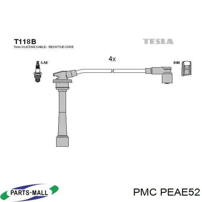 PEAE52 Parts-Mall дріт високовольтні, комплект