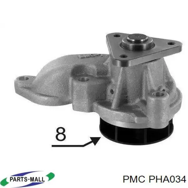 PHA034 Parts-Mall помпа водяна, (насос охолодження)