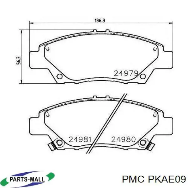 PKAE09 Parts-Mall колодки гальмові задні, дискові