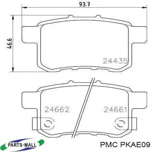 PKAE09 Parts-Mall Колодки гальмівні задні, дискові