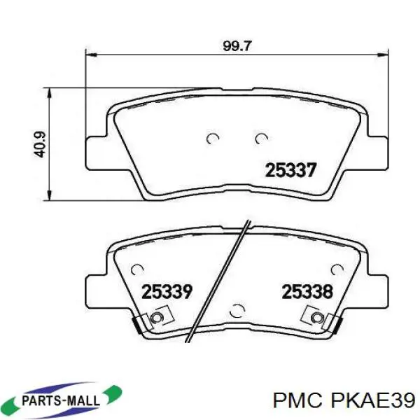 PKAE39 Parts-Mall колодки гальмові задні, дискові