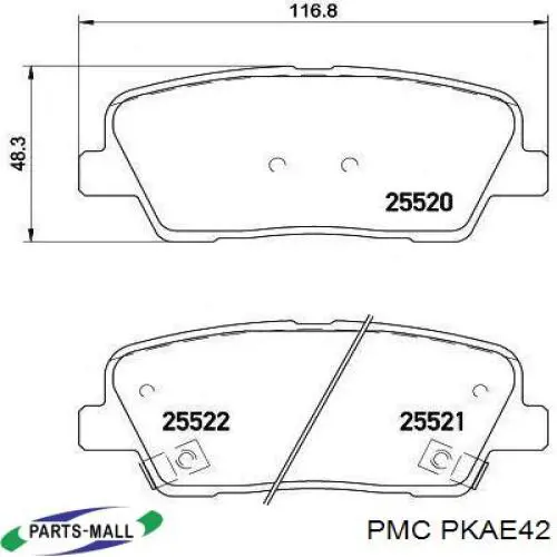 PKAE42 Parts-Mall колодки гальмові задні, дискові