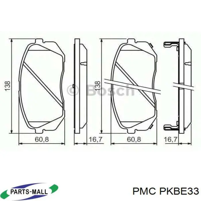 PKBE33 Parts-Mall Передні гальмівні колодки