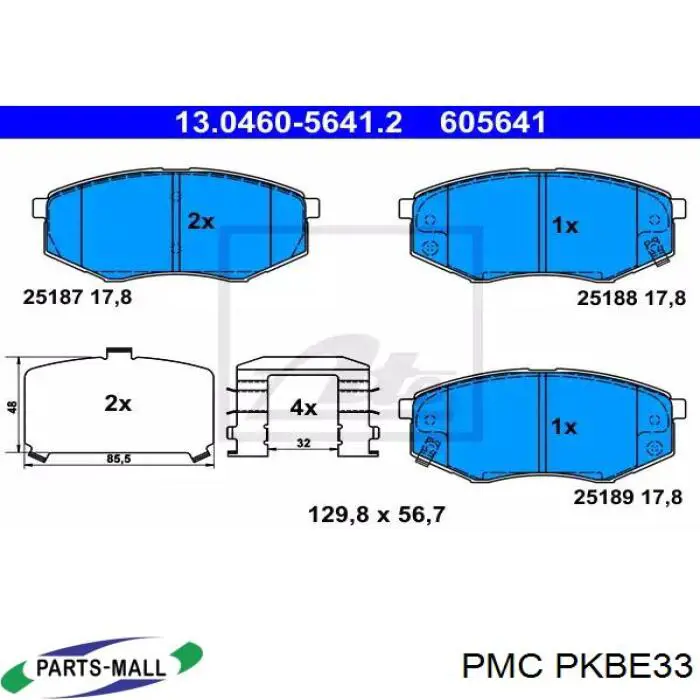 Колодки гальмівні передні, дискові PKBE33 Parts-Mall