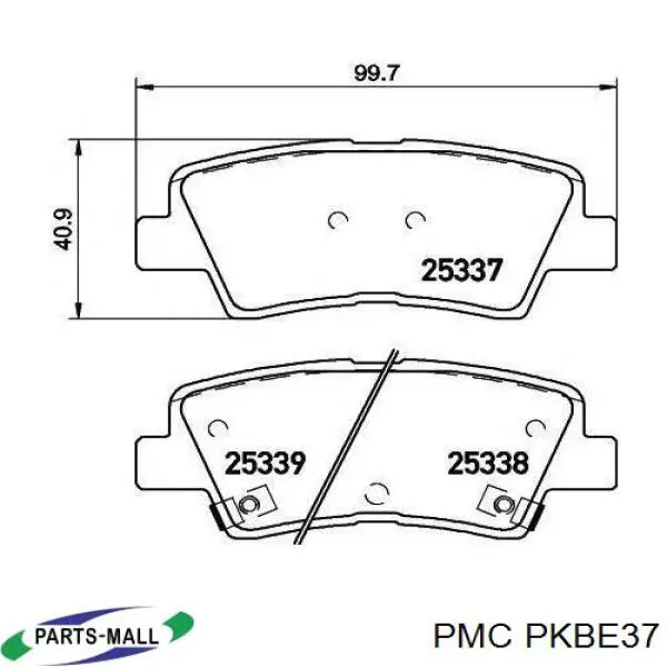 PKBE37 Parts-Mall Колодки гальмівні задні, дискові