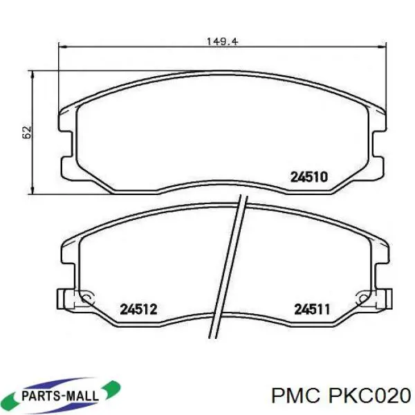 PKC020 Parts-Mall колодки гальмівні передні, дискові