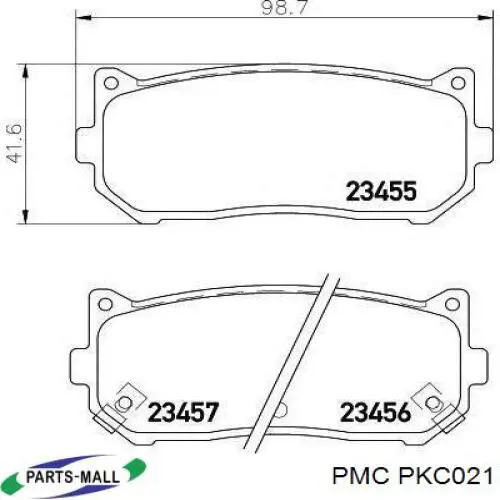Задні гальмівні колодки PKC021 Parts-Mall