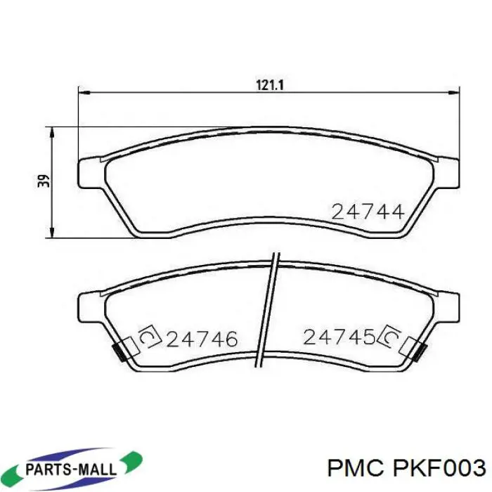 PKF003 Parts-Mall колодки гальмівні передні, дискові