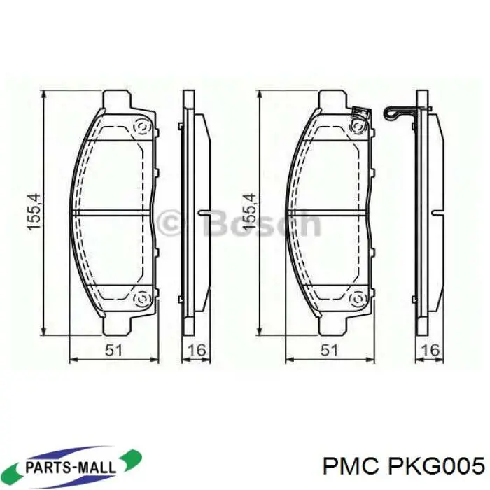 Купити PKG005 Parts-Mall Колодки гальмівні передні, дискові