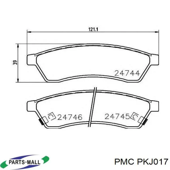 PKJ017 Parts-Mall Передні гальмівні колодки