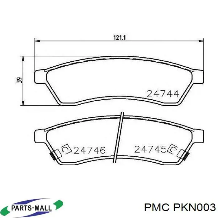 PKN003 Parts-Mall Передні гальмівні колодки