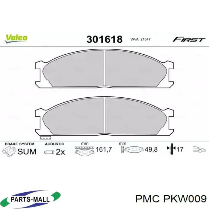 Колодки гальмівні передні, дискові PKW009 Parts-Mall