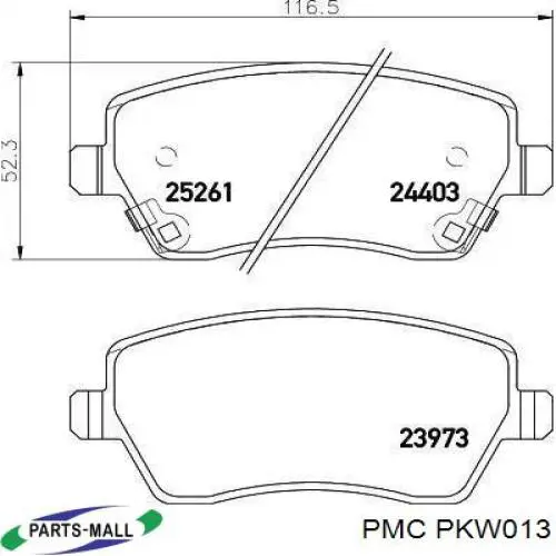 Купити PKW013 Parts-Mall Колодки гальмівні передні, дискові