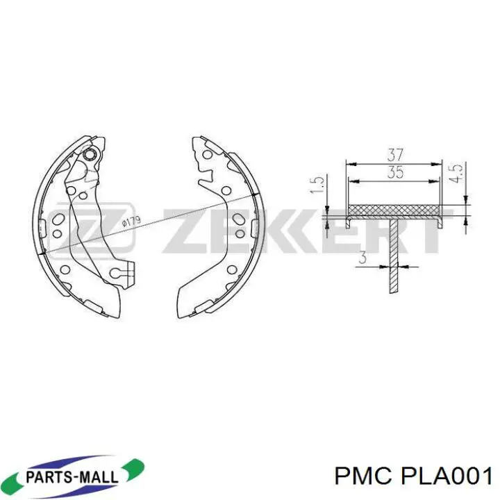 Колодки гальмові задні, барабанні PLA001 Parts-Mall