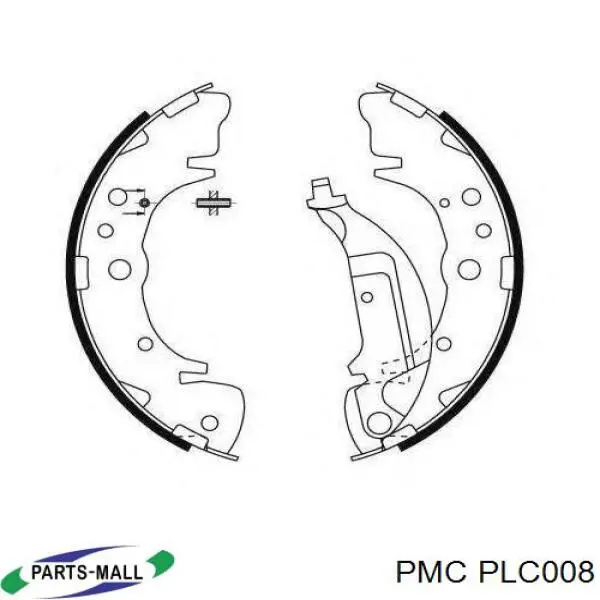PLC008 Parts-Mall Колодки гальмівні задні, барабанні