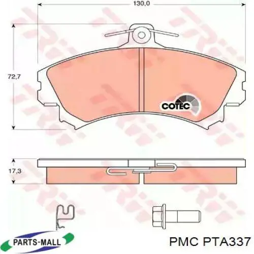 Трос стоянкового гальма задній лівий Parts-Mall PTA337 ціна, від 17.21 USD