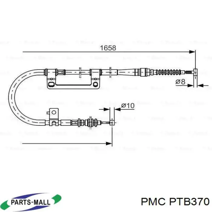 PTB370 Parts-Mall Трос ручного гальма задній, правий
