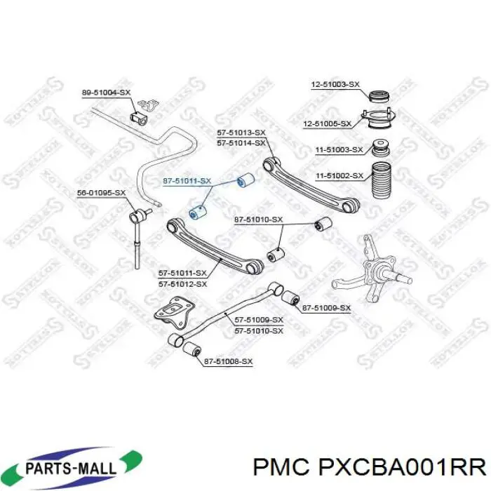 Сайлентблок заднього поперечного важеля, внутрішній Parts-Mall PXCBA001RR ціна, від 1.96 USD