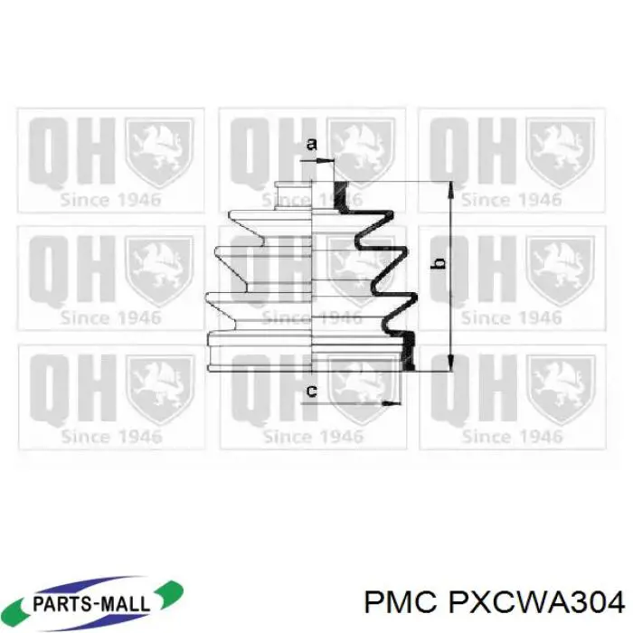 PXCWA304 Parts-Mall Пильник ШРУСа зовнішній, передній піввісі